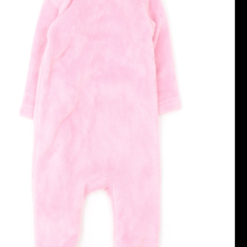 Dunnes Stores Girls Pink Solid Polyester Robe One Piece Size 3-6 Months Zip - Animal