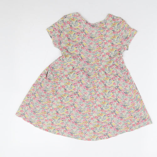 NEXT Girls Multicoloured Floral 100% Cotton Fit & Flare Size 4-5 Years Round Neck Pullover