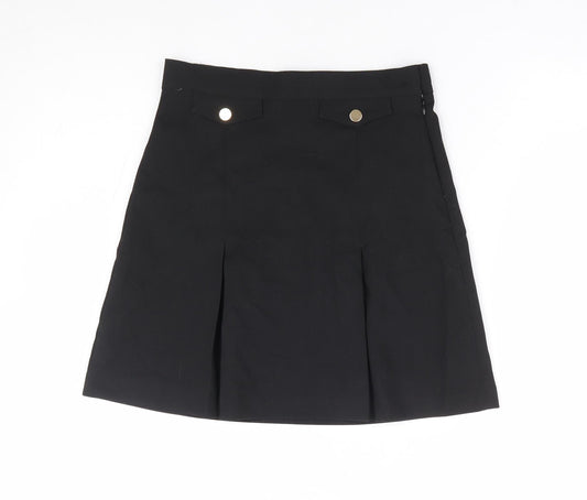 NEXT Girls Black Polyester A-Line Skirt Size 11 Years Regular Zip - Schoolwear