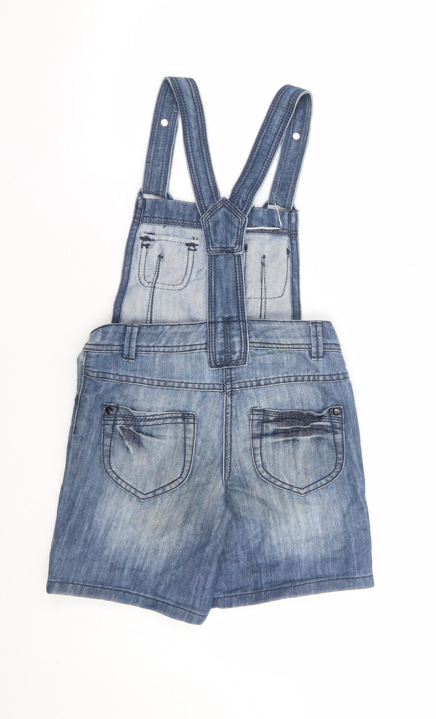 NEXT Girls Blue Cotton Dungaree One-Piece Size 7 Years Button