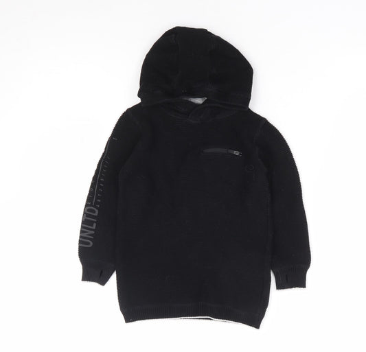 NEXT Boys Black 100% Cotton Pullover Hoodie Size 4 Years Pullover