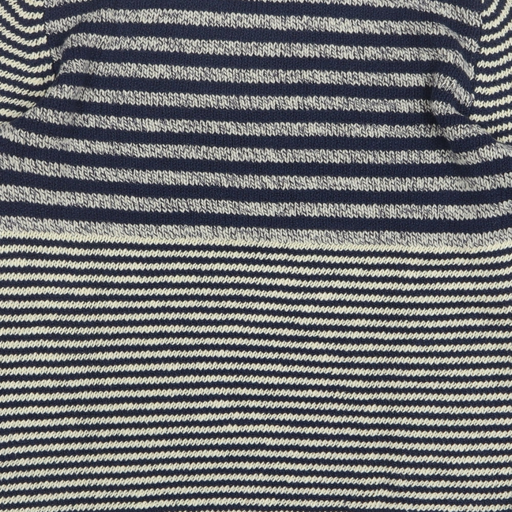 Cheer Womens Blue Round Neck Striped Acrylic Pullover Jumper Size 14