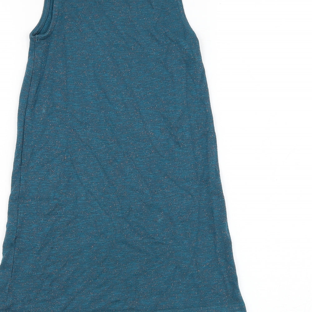 George Girls Blue Viscose Tank Dress Size 5-6 Years Boat Neck Pullover
