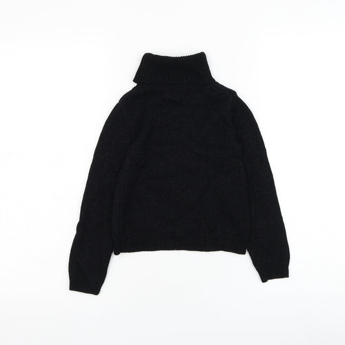 Cynthia Rowley Girls Black Roll Neck Cotton Pullover Jumper Size 5-6 Years Pullover