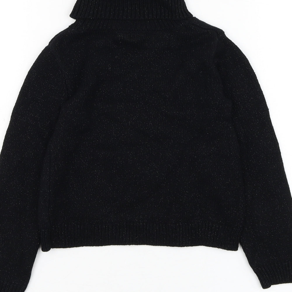 Cynthia Rowley Girls Black Roll Neck Cotton Pullover Jumper Size 5-6 Years Pullover