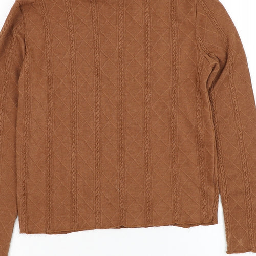 SheIn Girls Brown Mock Neck Polyester Pullover Jumper Size 11-12 Years Pullover