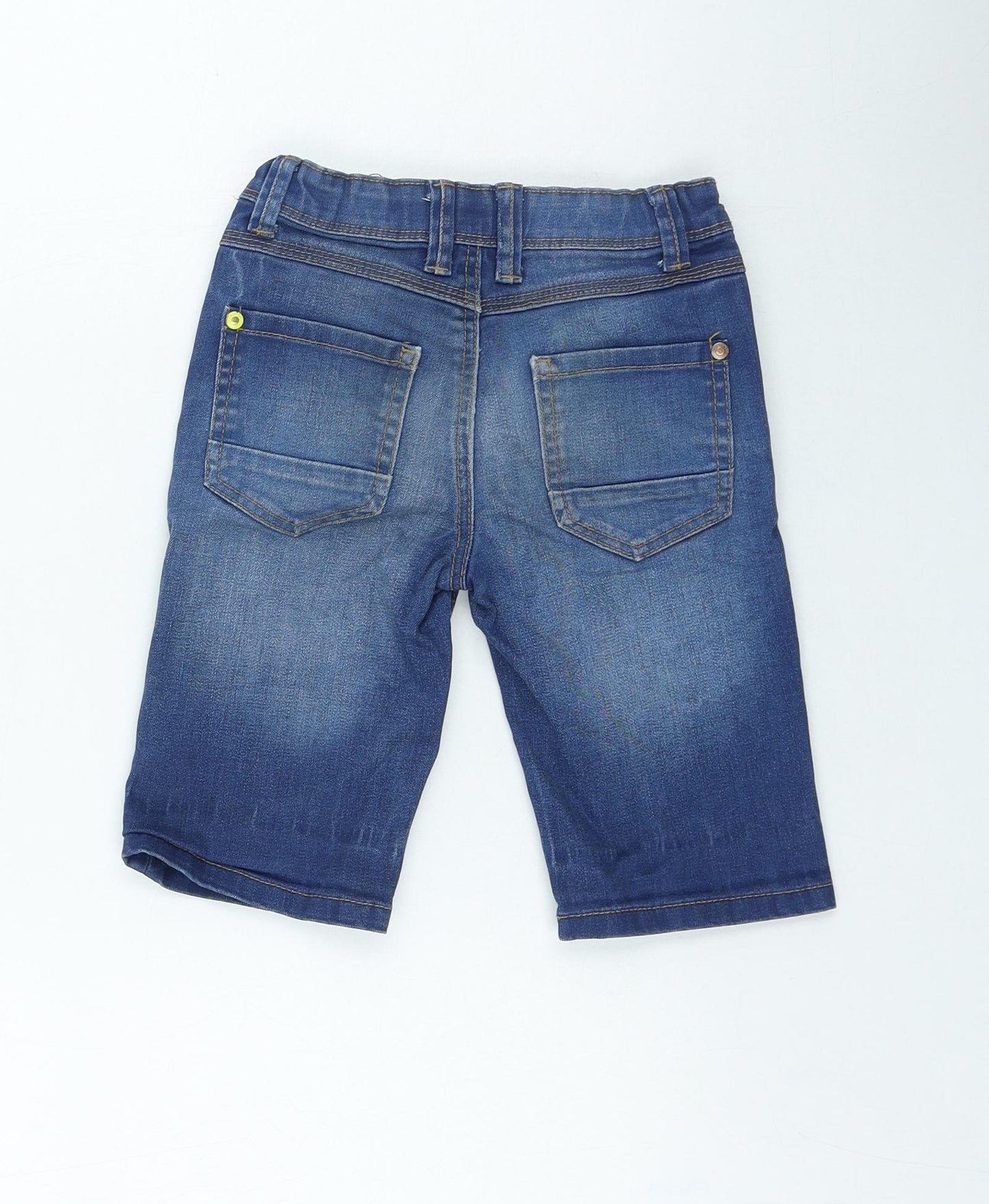 Denim & Co. Boys Blue Cotton Bermuda Shorts Size 6-7 Years Regular Buckle
