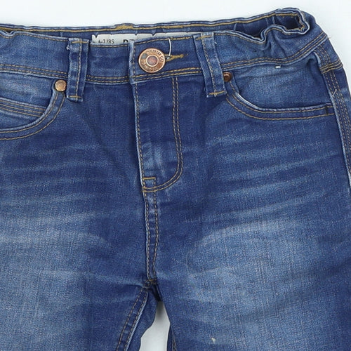 Denim & Co. Boys Blue Cotton Bermuda Shorts Size 6-7 Years Regular Buckle