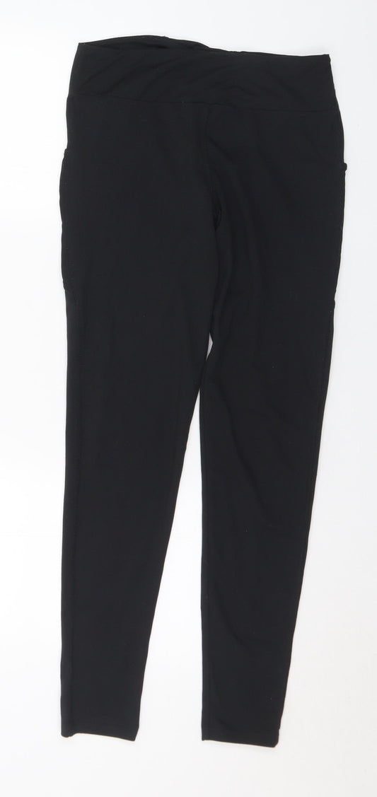 Workout Womens Black Polyester Pedal Pusher Leggings Size 10 L29 in Regular - 10-12