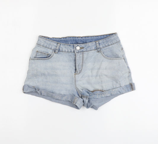 Miss E-vie Girls Blue Cotton Cut-Off Shorts Size 13-14 Years Regular Zip