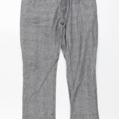 NEXT Boys Grey Plaid Cotton Chino Trousers Size 8 Years Regular Button