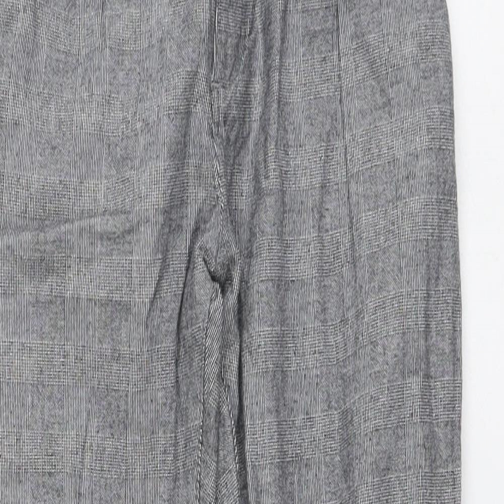 NEXT Boys Grey Plaid Cotton Chino Trousers Size 8 Years Regular Button