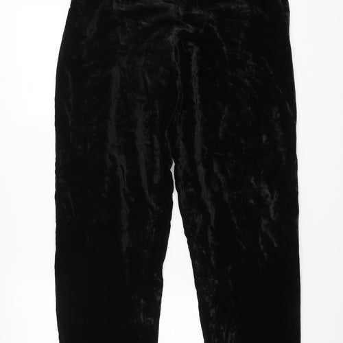 Paul Costelloe Womens Black Acetate Trousers Size 12 L32 in Regular Zip