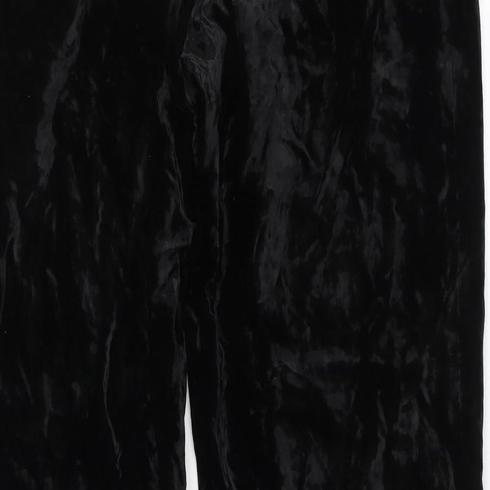 Paul Costelloe Womens Black Acetate Trousers Size 12 L32 in Regular Zip