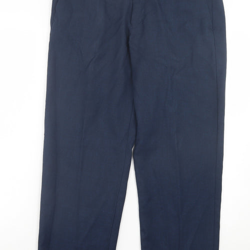 Dunnes Stores Mens Blue Polyester Trousers Size 36 in L29 in Regular Hook & Eye
