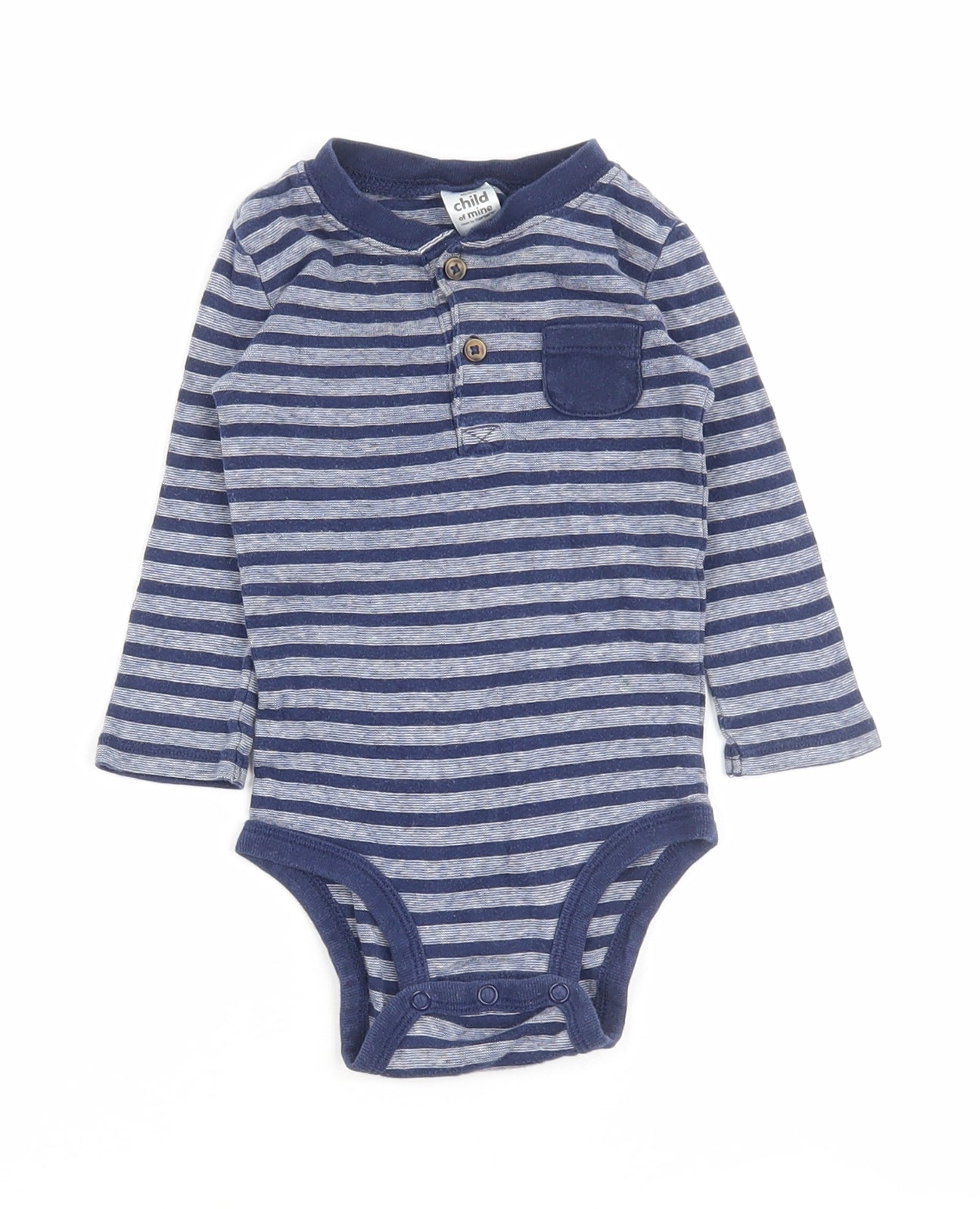 Child of Mine by Carter's Boys Blue Striped Cotton Bodysuit Outfit/Set Size 6-9 Months Snap