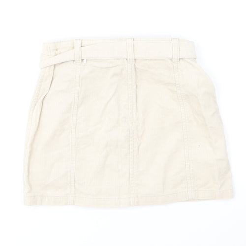 George Girls Beige Cotton Mini Skirt Size 10-11 Years Regular Button