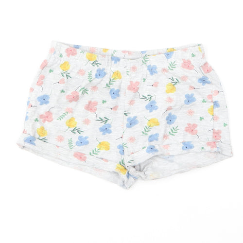 F&F Girls Multicoloured Floral Cotton Sweat Shorts Size 6-7 Years Regular Drawstring