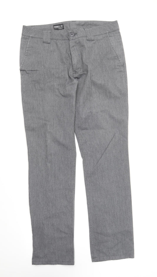 O'Neill Mens Grey Polyester Trousers Size 32 in L29 in Regular Buckle