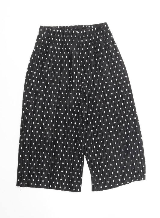 F&F Girls Black Polka Dot Polyester Cropped Trousers Size 7-8 Years Regular