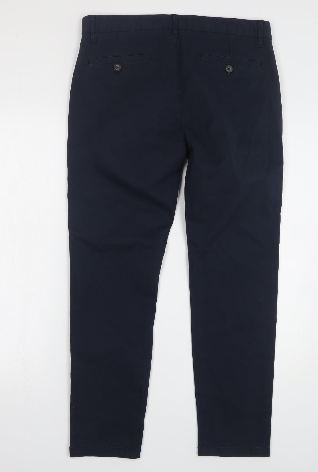 Burton Mens Blue Cotton Chino Trousers Size 32 L28 in Regular Zip