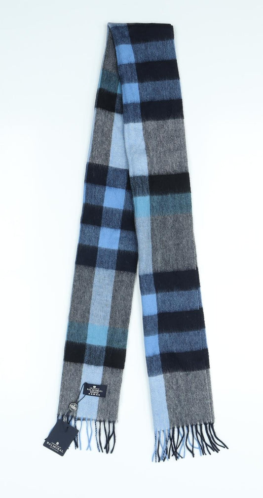 Balmoral Mens Blue Plaid Wool Rectangle Scarf Scarf One Size