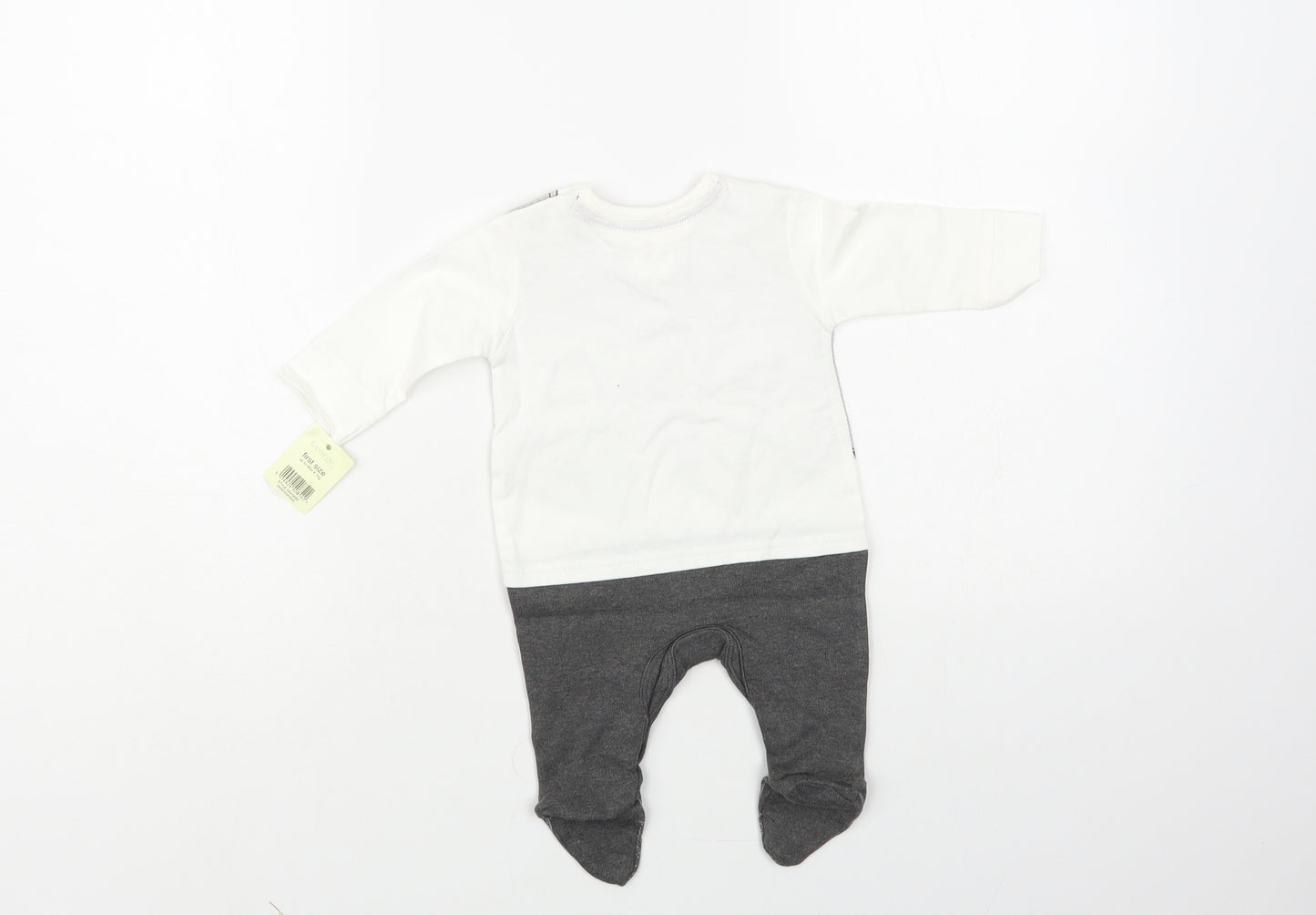 George Baby Grey Geometric Cotton Babygrow One-Piece Size Newborn Snap - Suit