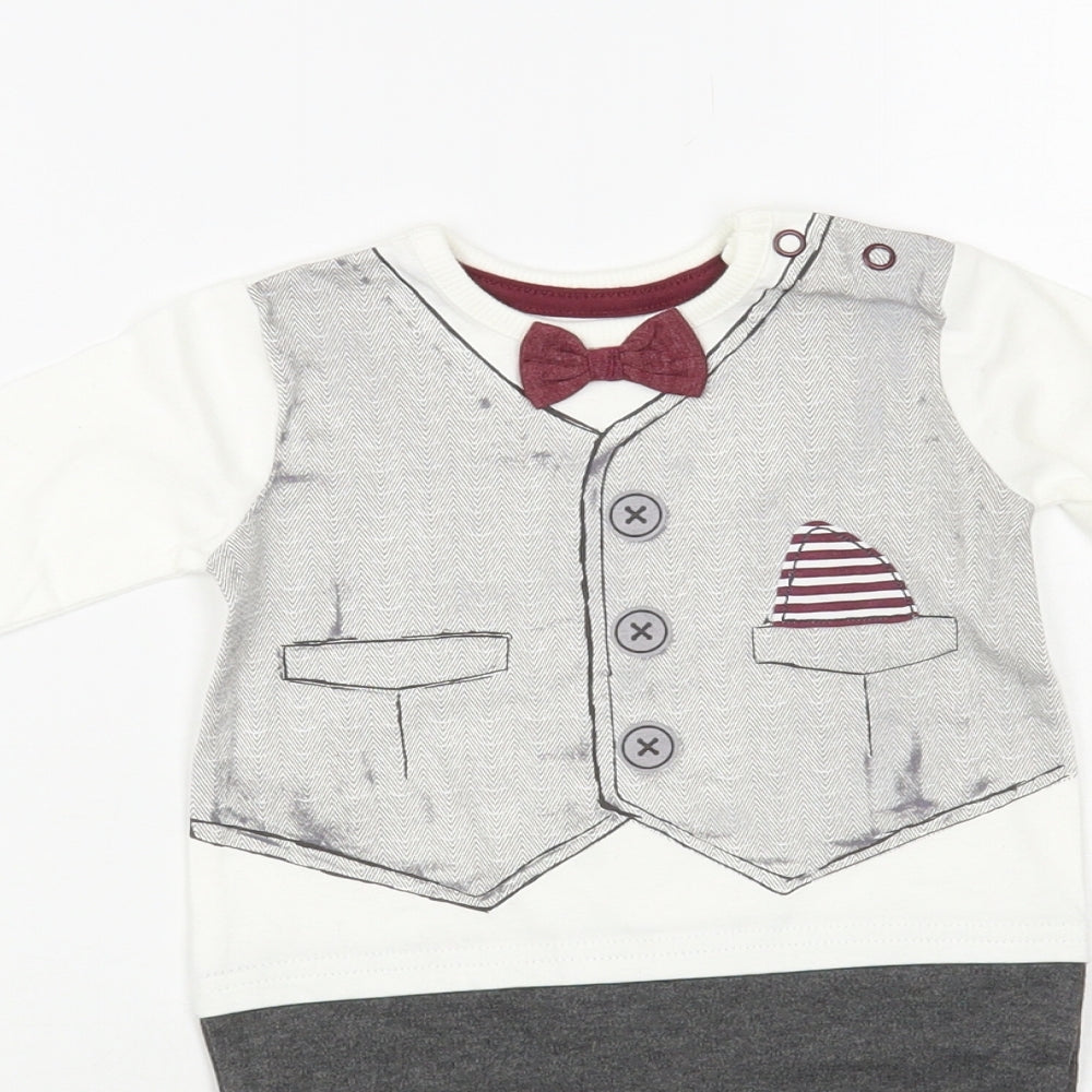 George Baby Grey Geometric Cotton Babygrow One-Piece Size Newborn Snap - Suit