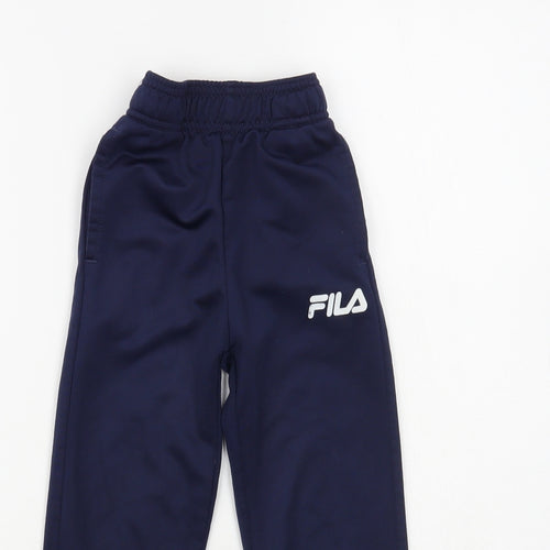 FILA Boys Blue Polyester Jogger Trousers Size 4 Years Regular