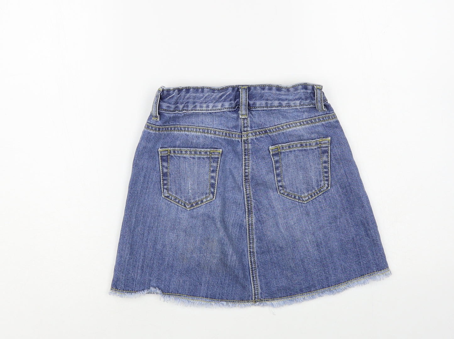Matalan Girls Blue Cotton Mini Skirt Size 9 Years Regular Button