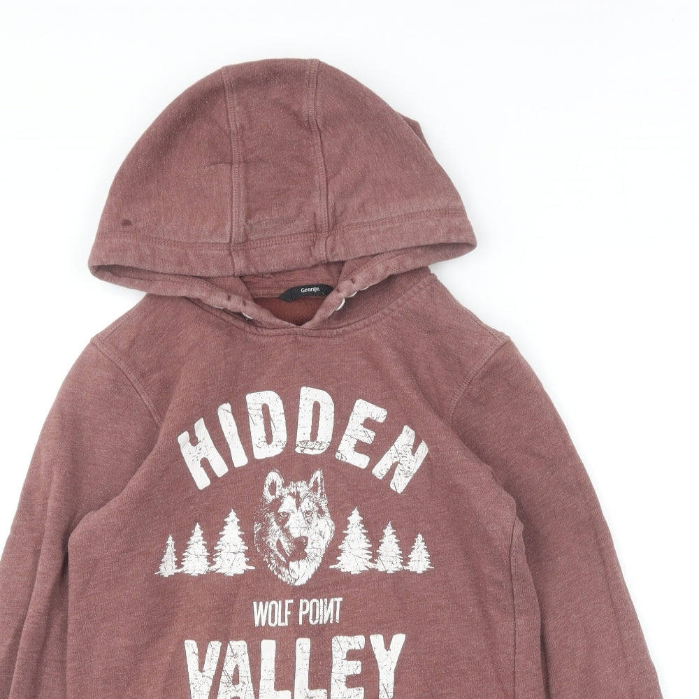 George Boys Brown Cotton Pullover Hoodie Size 10-11 Years Pullover - Hidden Valley.