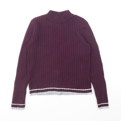 River Island Girls Purple Crew Neck Polyamide Pullover Jumper Size 9-10 Years Pullover - Ribbed
