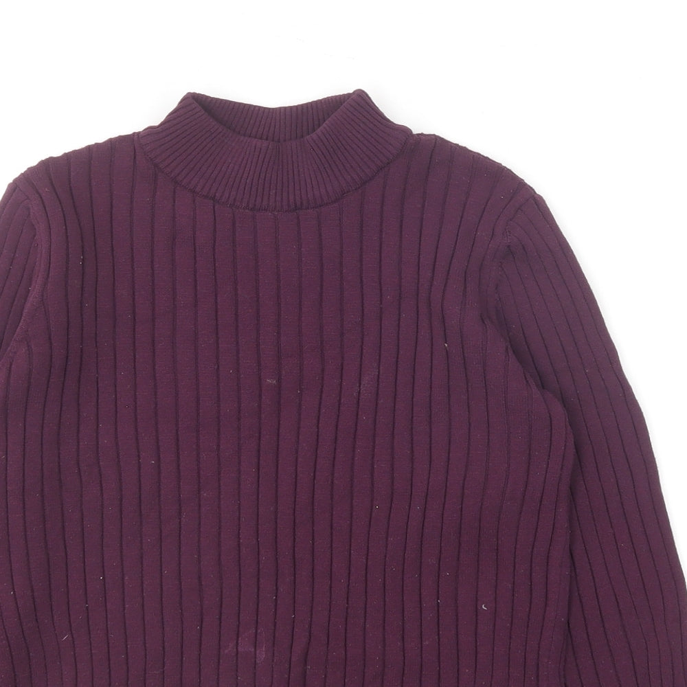River Island Girls Purple Crew Neck Polyamide Pullover Jumper Size 9-10 Years Pullover - Ribbed