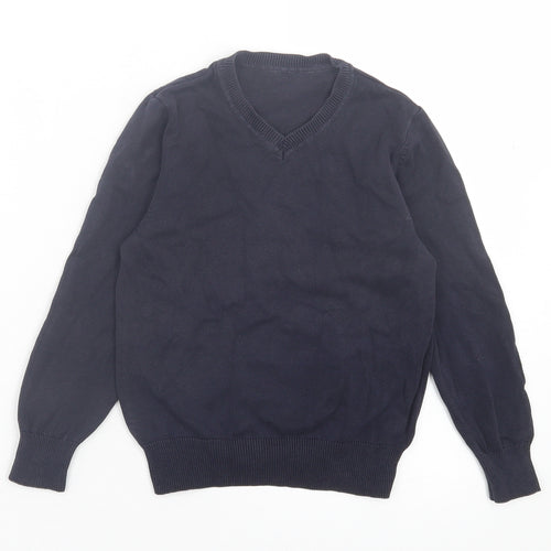 George Boys Blue V-Neck Cotton Pullover Jumper Size 4-5 Years Pullover