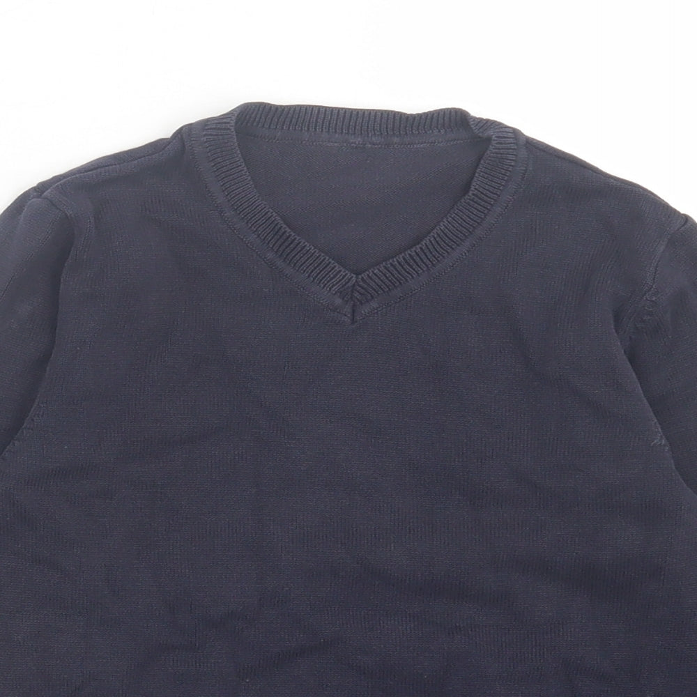 George Boys Blue V-Neck Cotton Pullover Jumper Size 4-5 Years Pullover