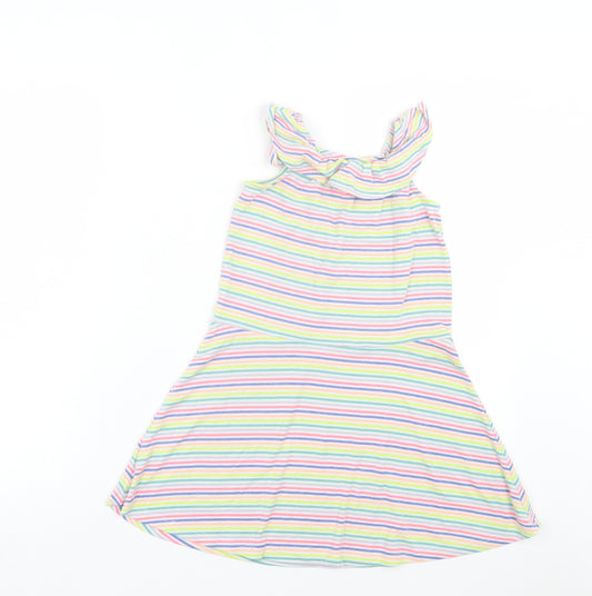 TU Girls Multicoloured Striped Polyester A-Line Size 7 Years Halter Pullover