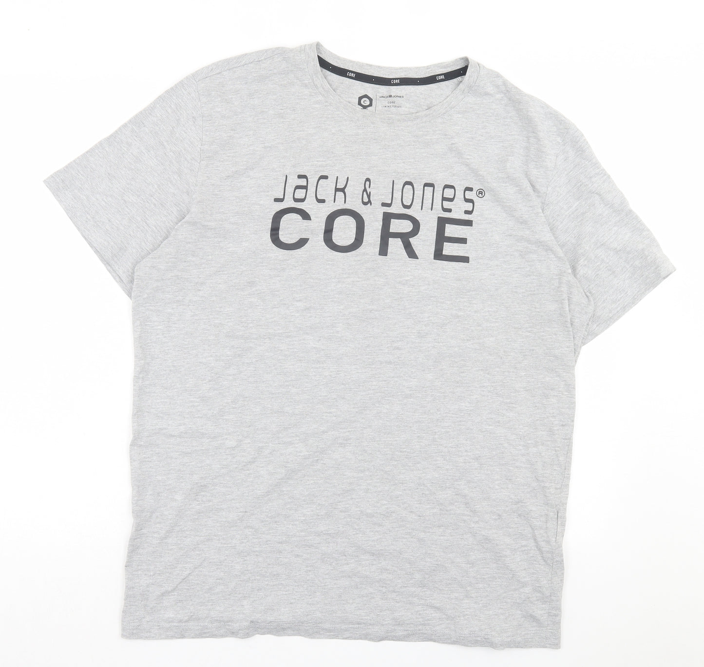JACK & JONES Mens Grey Cotton T-Shirt Size XL Crew Neck - Jack & Jones Core