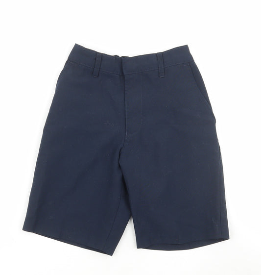 Marks and Spencer Boys Blue Polyester Bermuda Shorts Size 6-7 Years Regular Hook & Loop