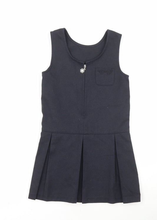 Matalan Girls Blue Polyester A-Line Size 5 Years Scoop Neck Zip - School Wear