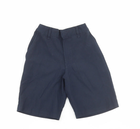 Marks and Spencer Boys Blue Polyester Bermuda Shorts Size 6-7 Years Regular Hook & Loop - School Wear