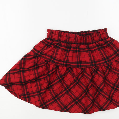 Dunnes Stores Girls Red Plaid Polyester Skater Skirt Size 6-7 Years Regular