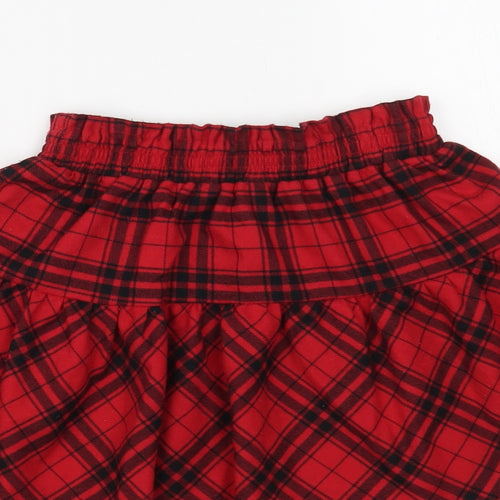 Dunnes Stores Girls Red Plaid Polyester Skater Skirt Size 6-7 Years Regular