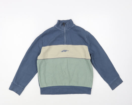 NEXT Boys Beige Colourblock Cotton Pullover Sweatshirt Size 10 Years Zip