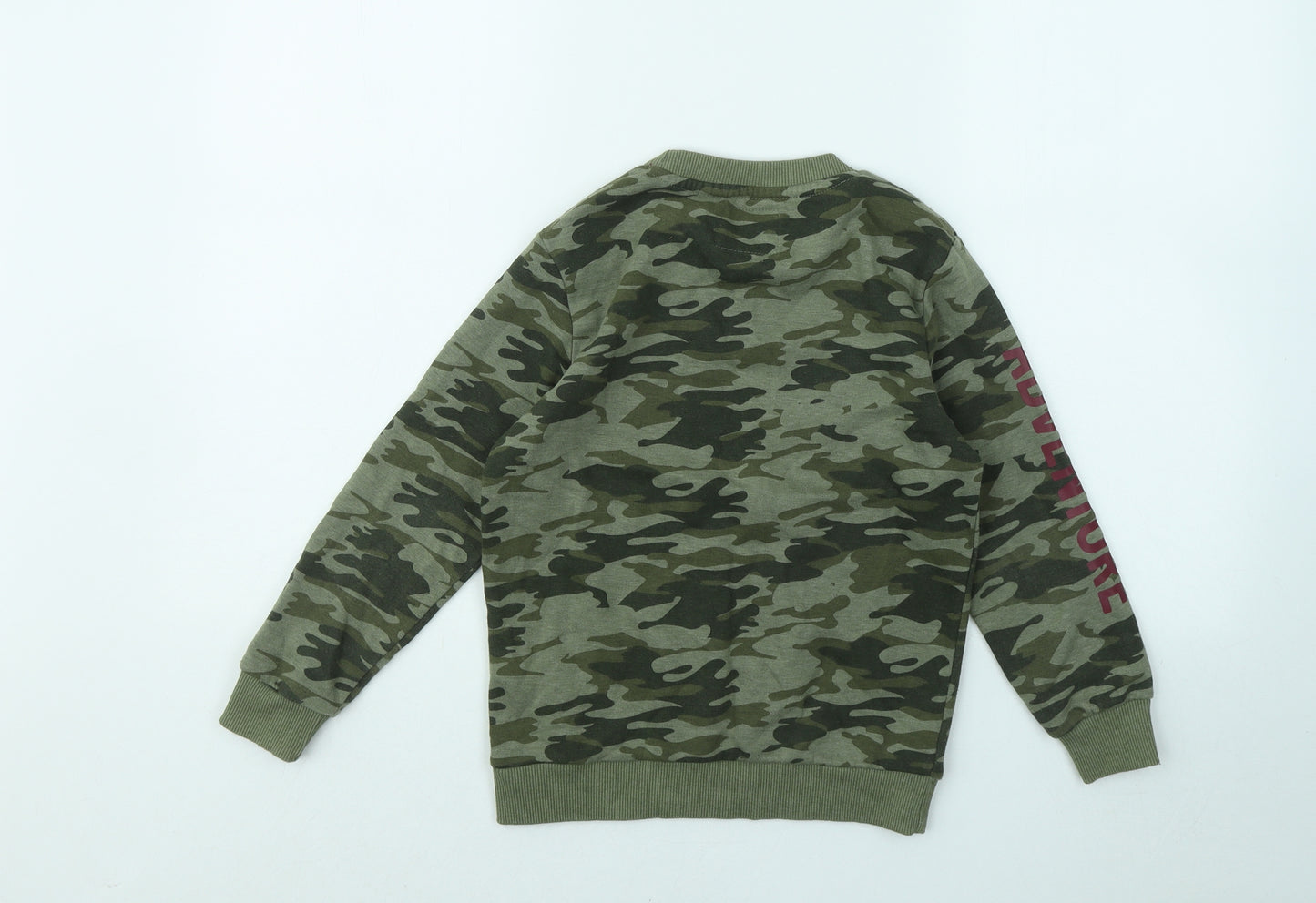 Threadboys Boys Green Camouflage Cotton Pullover Sweatshirt Size 7-8 Years Pullover