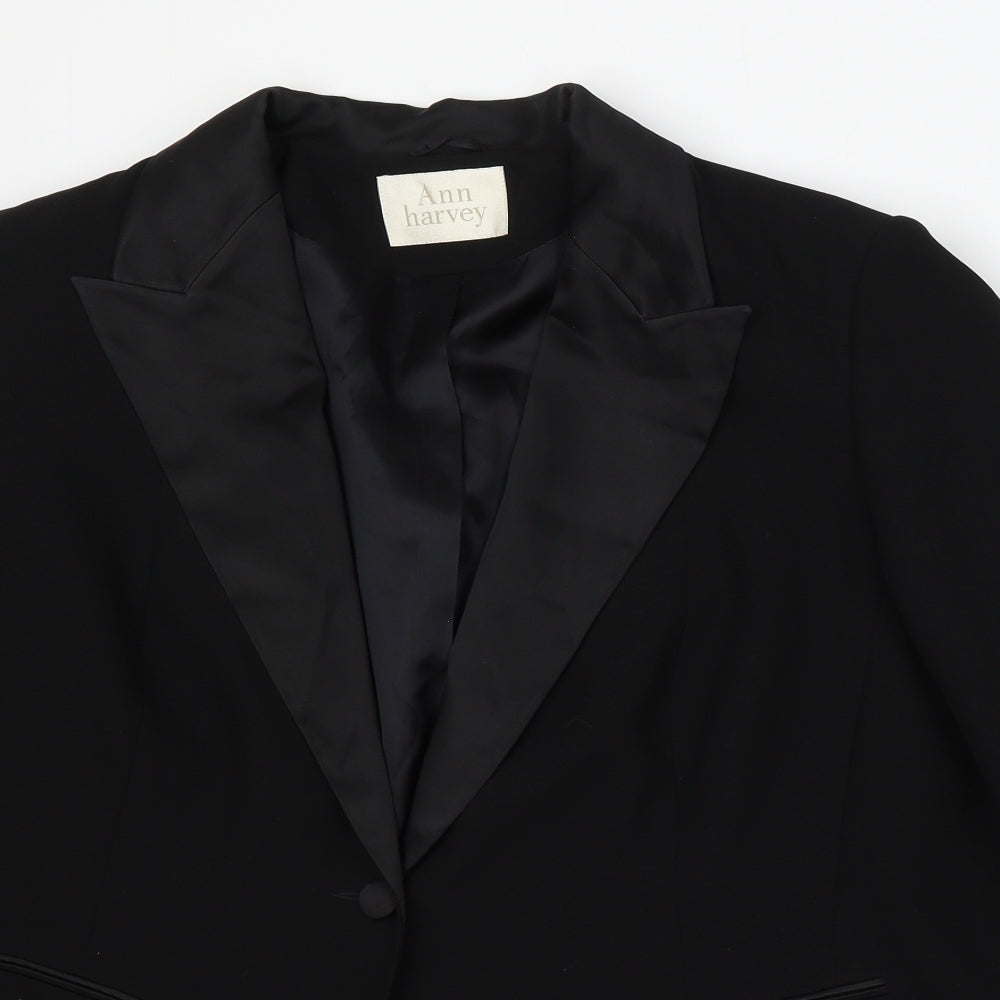 Ann Harvey Womens Black Polyester Jacket Blazer Size 22 Preworn Ltd