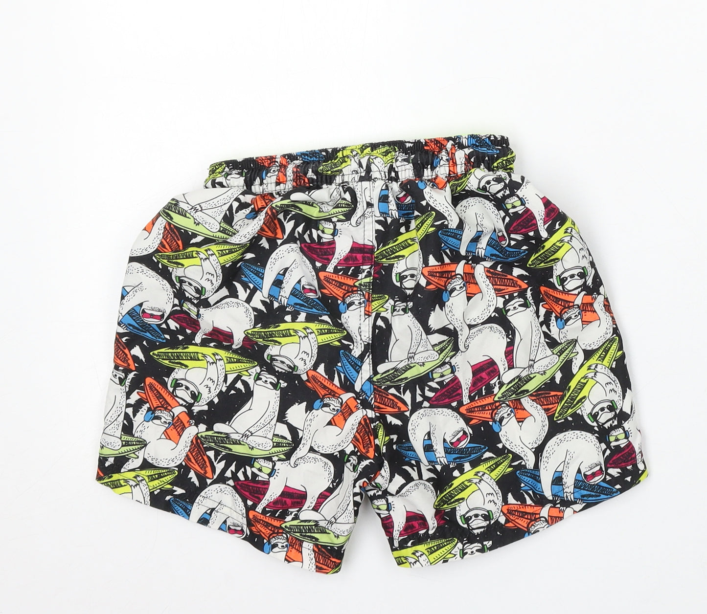 Summer Vibes Boys Multicoloured Floral Polyester Sweat Shorts Size 6-7 Years Regular Drawstring - Sloth Swim Shorts