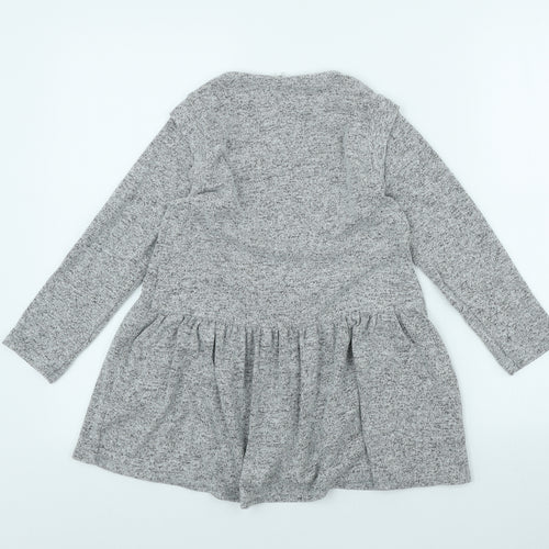 Zara Girls Grey Viscose Skater Dress Size 8 Years Round Neck Pullover