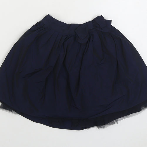 Marks and Spencer Girls Blue Polyester Pleated Skirt Size 3-4 Years Regular