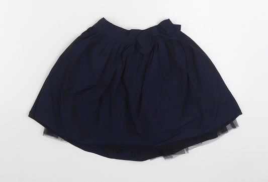Marks and Spencer Girls Blue Polyester Pleated Skirt Size 3-4 Years Regular