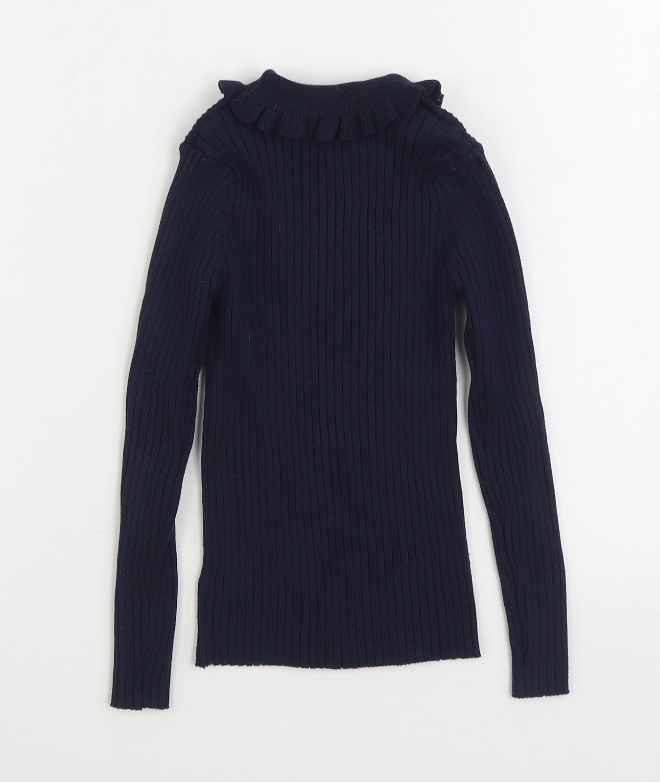 Dunnes Stores Girls Blue Collared Polyester Pullover Jumper Size 8 Years Pullover - Ribbed